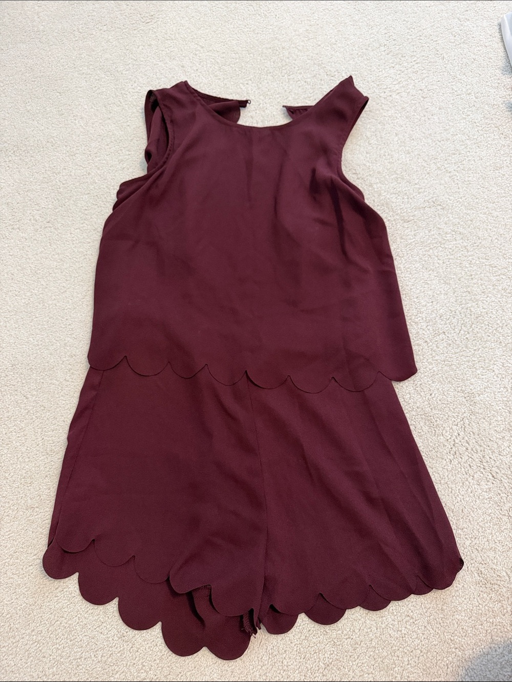 H&M Maroon Scallop-Edge Romper